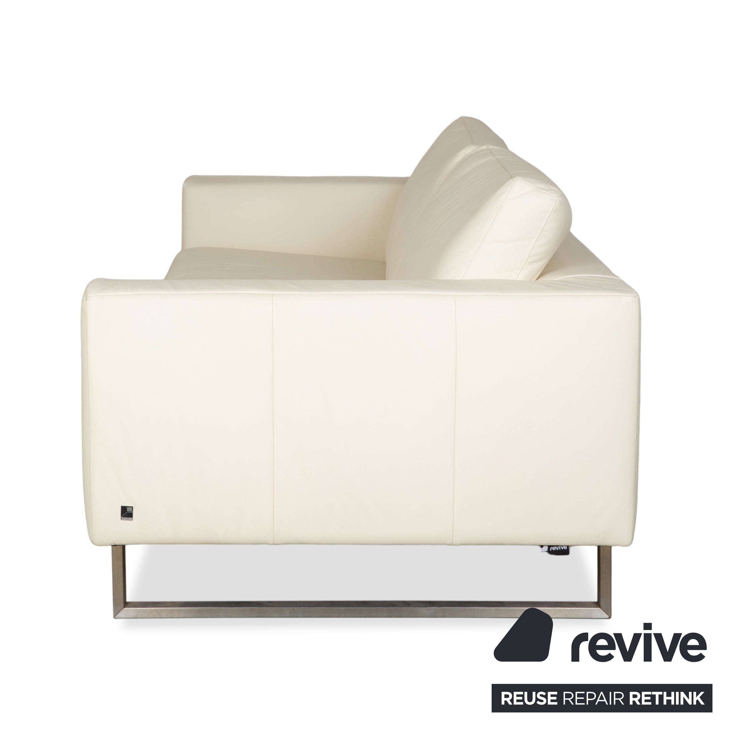 WK Wohnen WK 620 Leather Four-Seater Cream White Sofa Couch