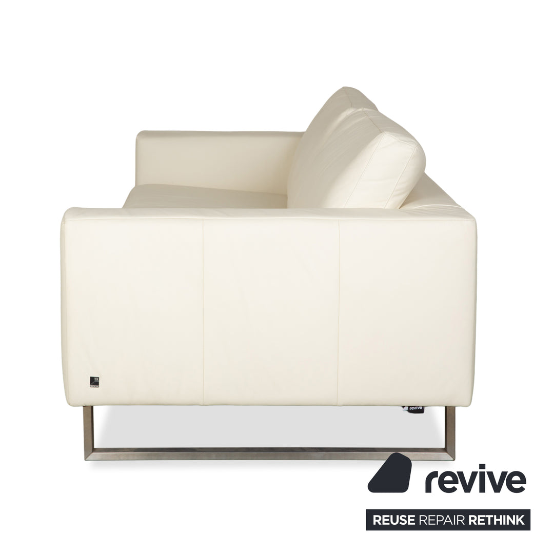 Canapé quatre places en cuir blanc crème WK Wohnen WK 620