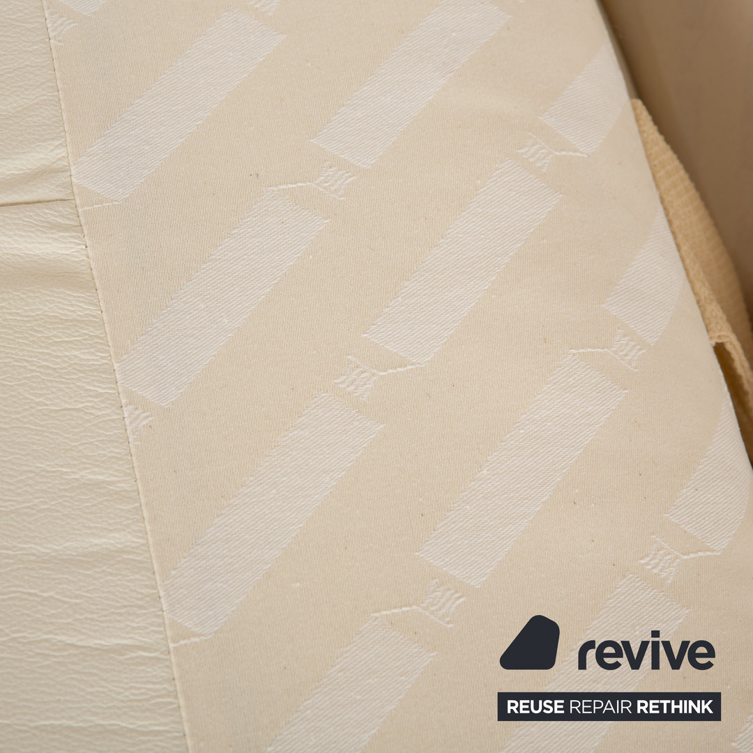 Canapé quatre places en cuir blanc crème WK Wohnen WK 620