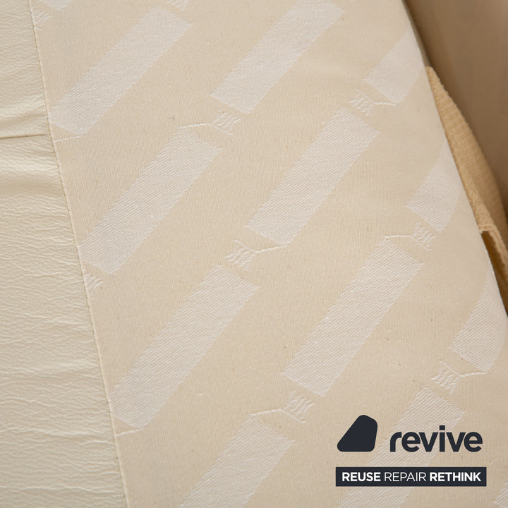 Canapé quatre places en cuir blanc crème WK Wohnen WK 620