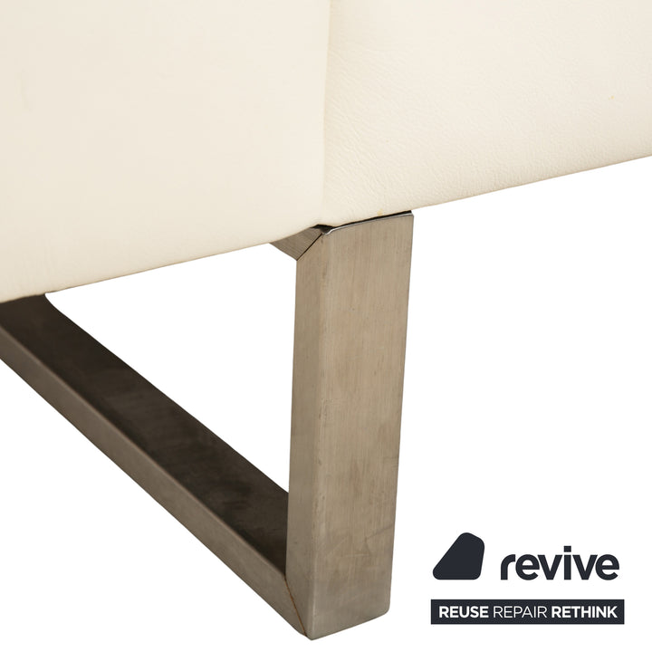 Canapé quatre places en cuir blanc crème WK Wohnen WK 620