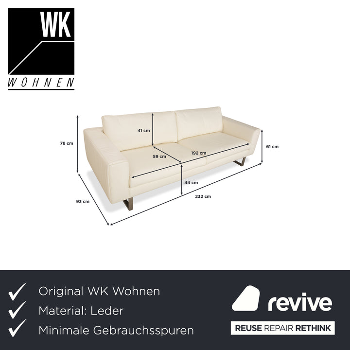 Canapé quatre places en cuir blanc crème WK Wohnen WK 620
