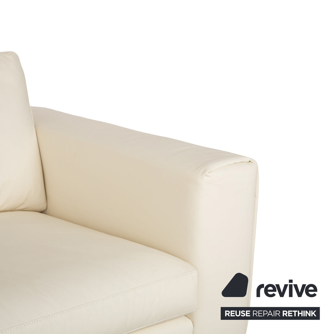 Canapé quatre places en cuir blanc crème WK Wohnen WK 620