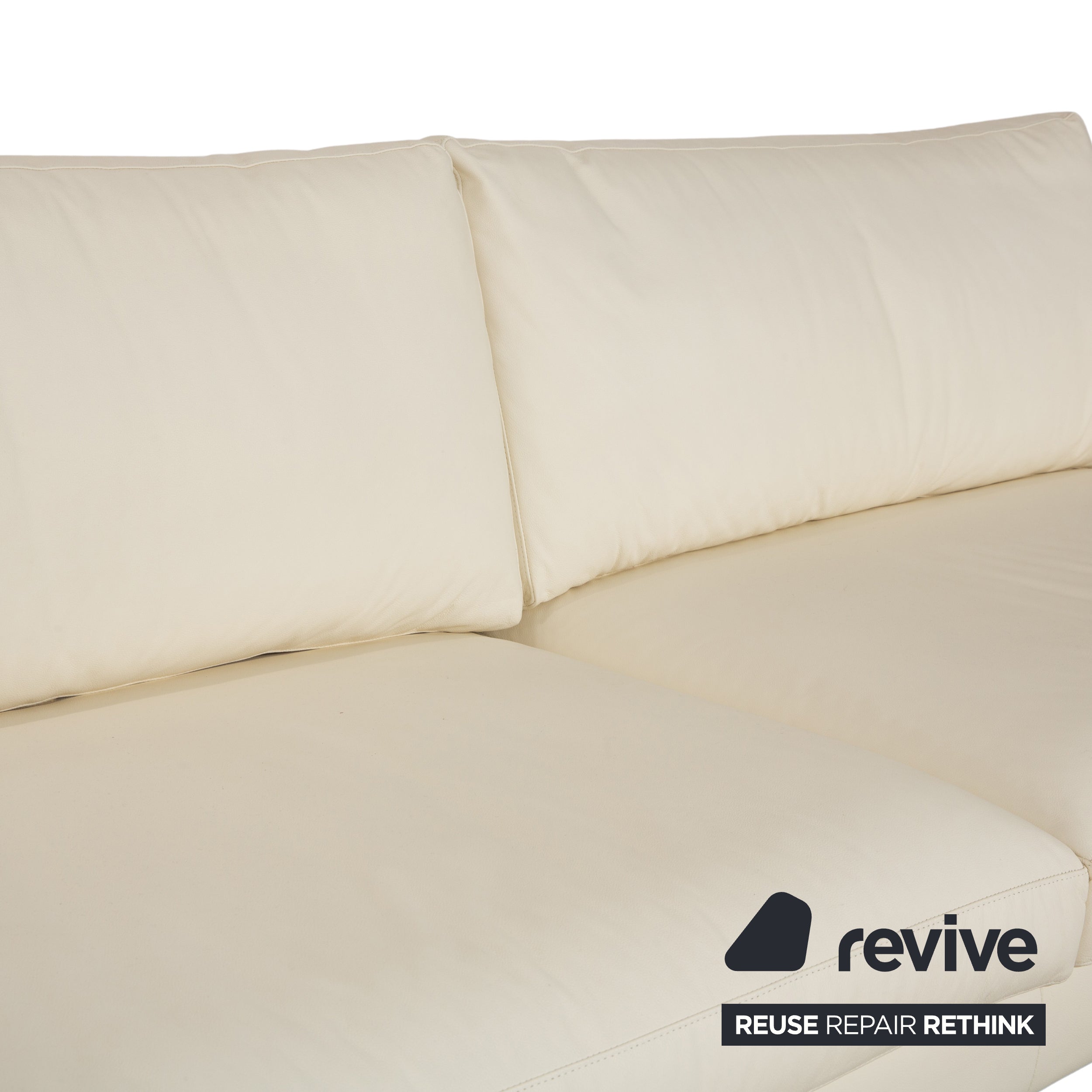 WK Wohnen WK 620 Leather Four-Seater Cream White Sofa Couch