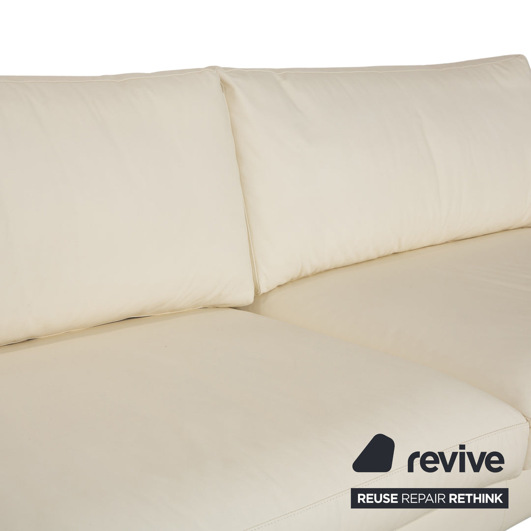Canapé quatre places en cuir blanc crème WK Wohnen WK 620