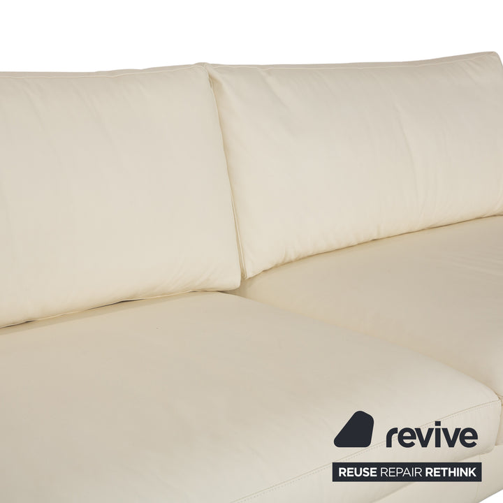 Canapé quatre places en cuir blanc crème WK Wohnen WK 620