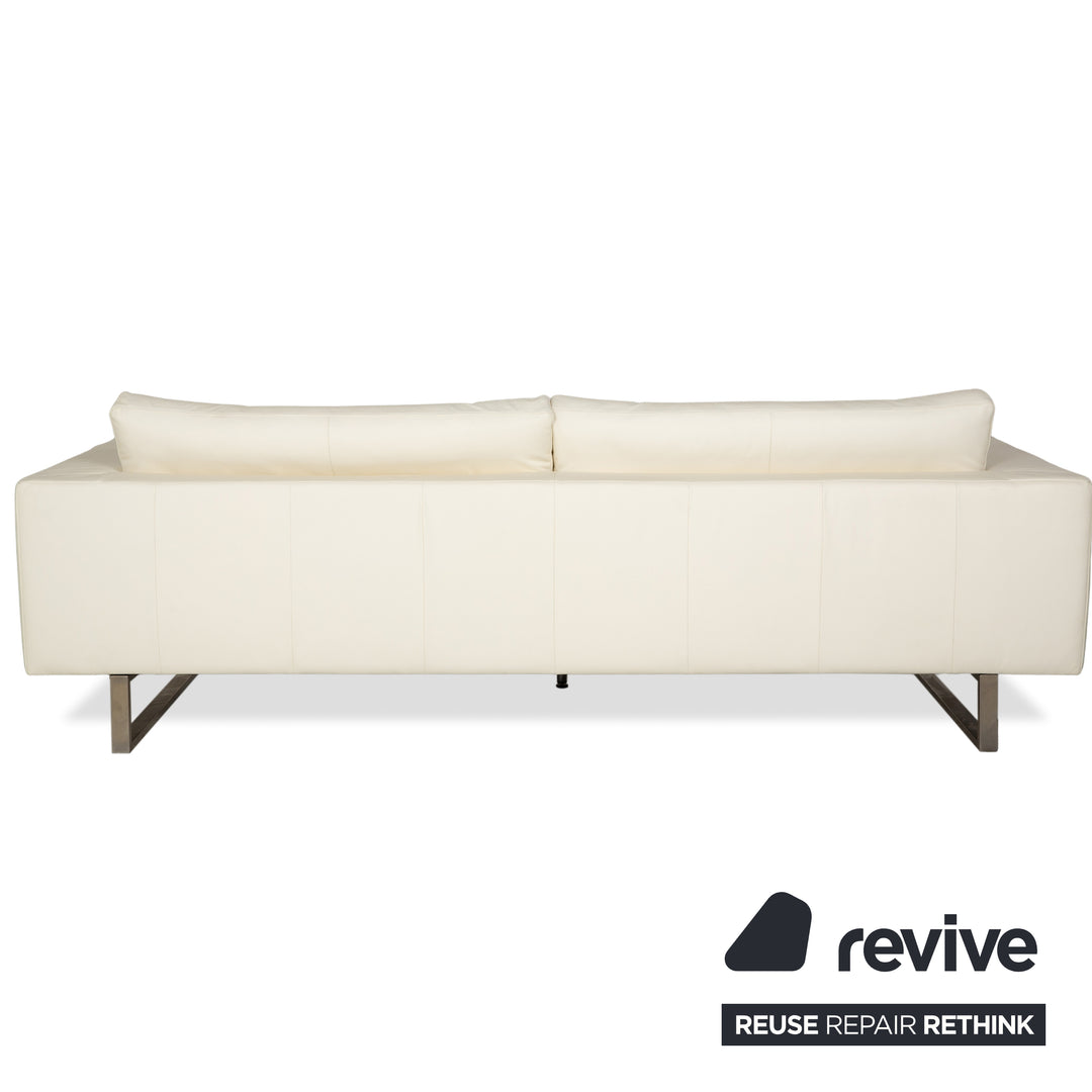 Canapé quatre places en cuir blanc crème WK Wohnen WK 620