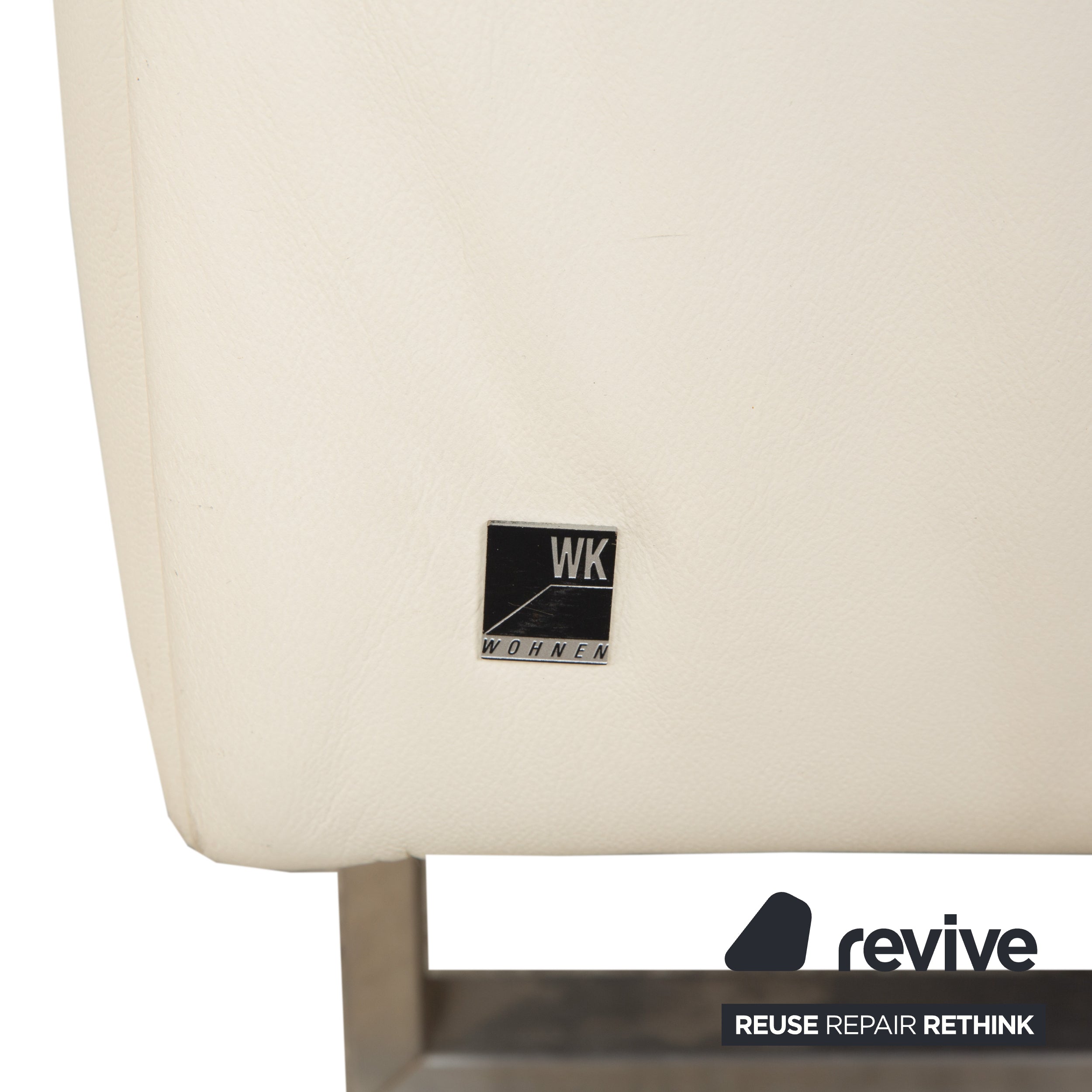 WK Wohnen WK 620 Leather Four-Seater Cream White Sofa Couch