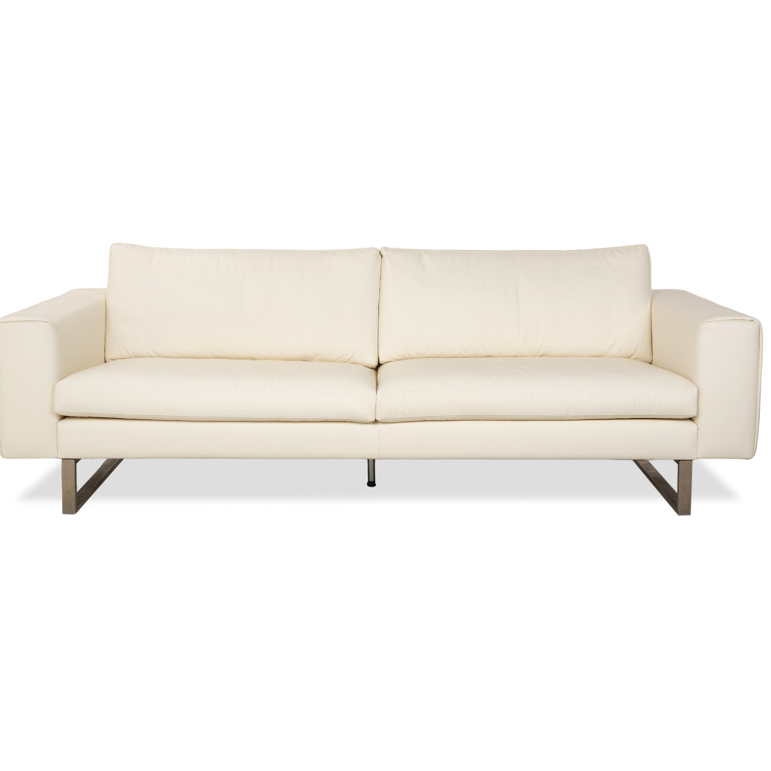 WK Wohnen WK 620 Leather Four-Seater Cream White Sofa Couch
