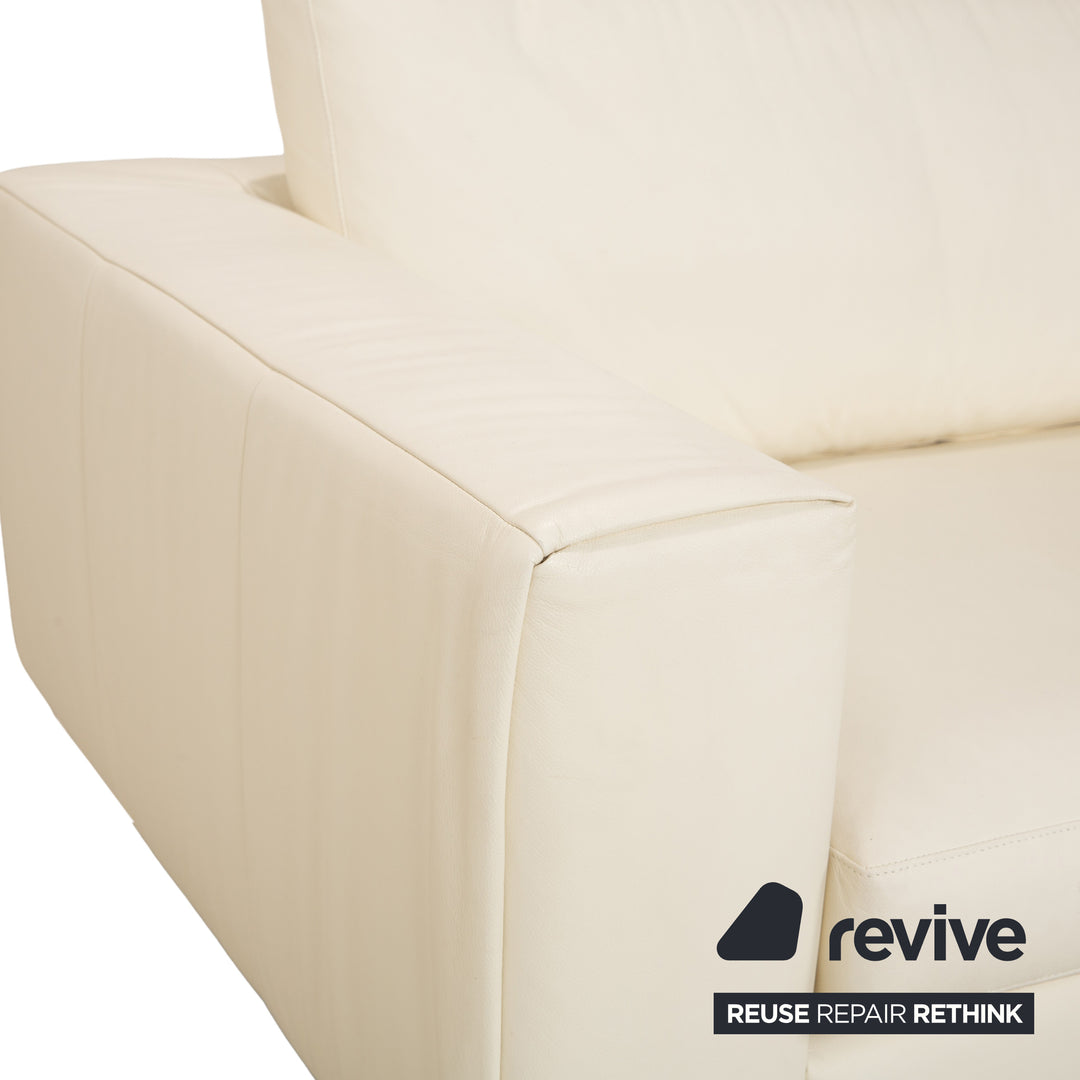 Canapé quatre places en cuir blanc crème WK Wohnen WK 620
