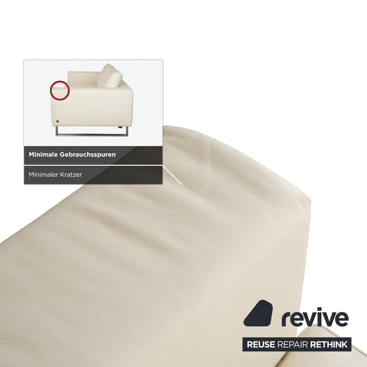 Ensemble canapé 4 places en cuir blanc crème WK Wohnen WK 620