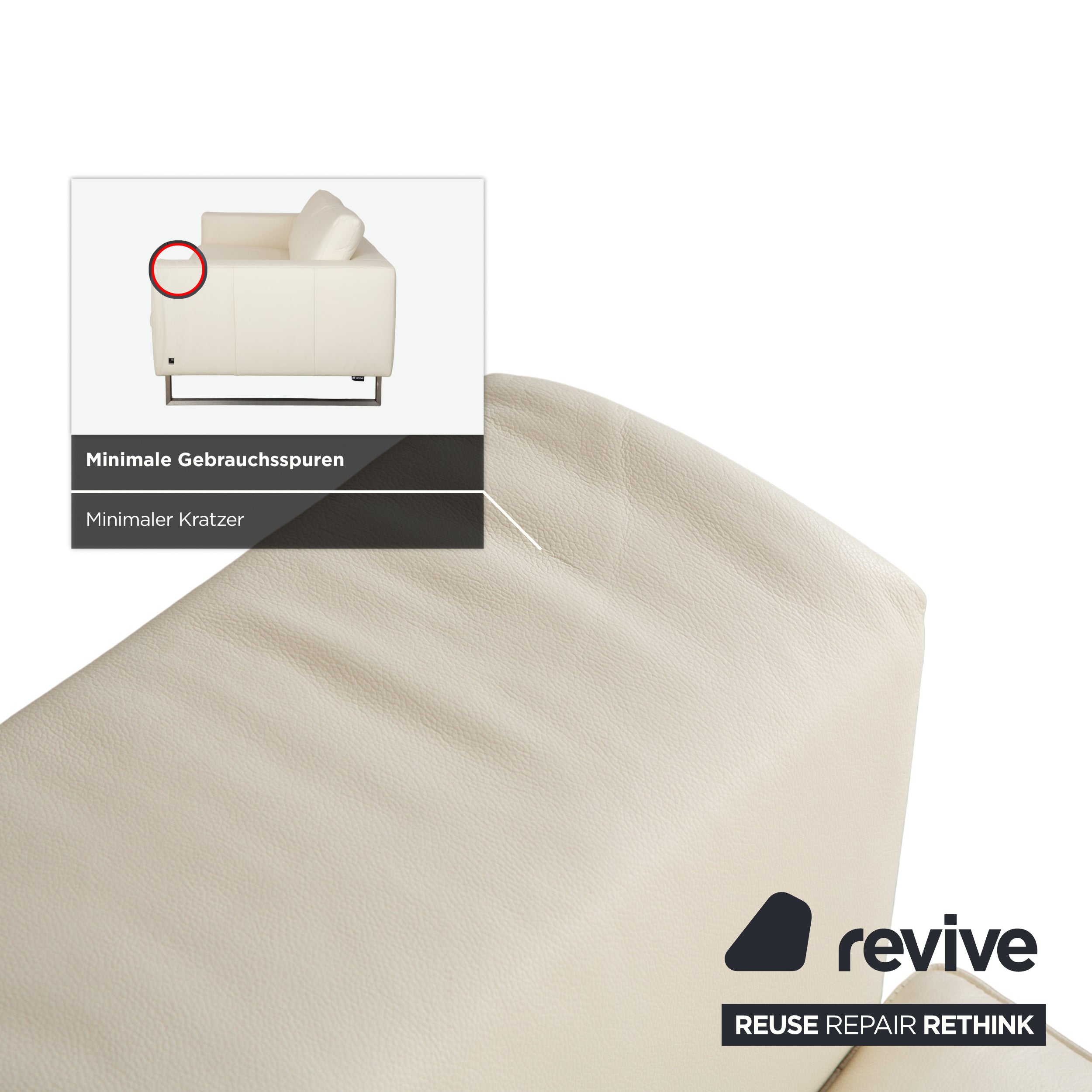 WK Wohnen WK 620 Set Leather 2x Four-seater Cream White Sofa Couch