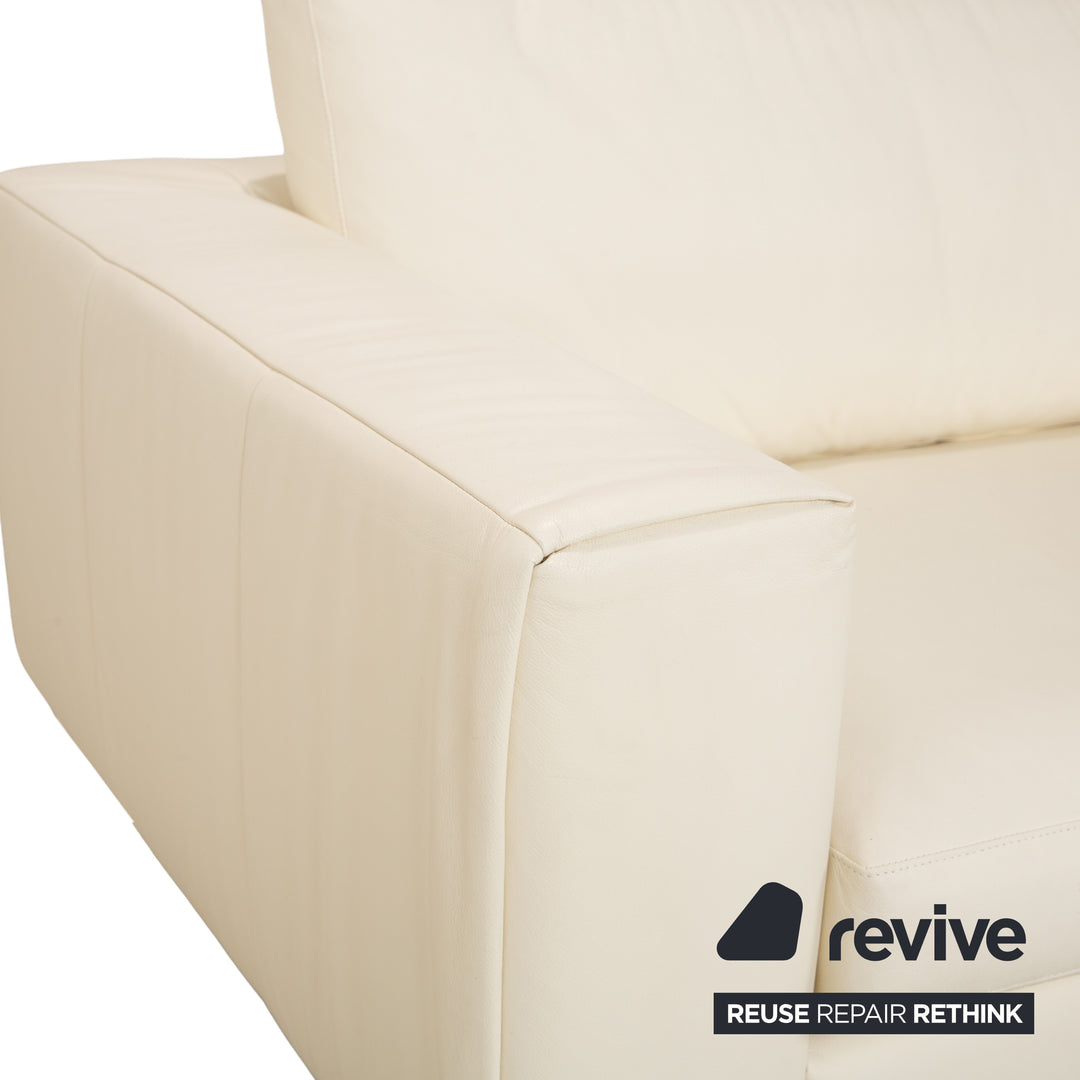 Ensemble canapé 4 places en cuir blanc crème WK Wohnen WK 620