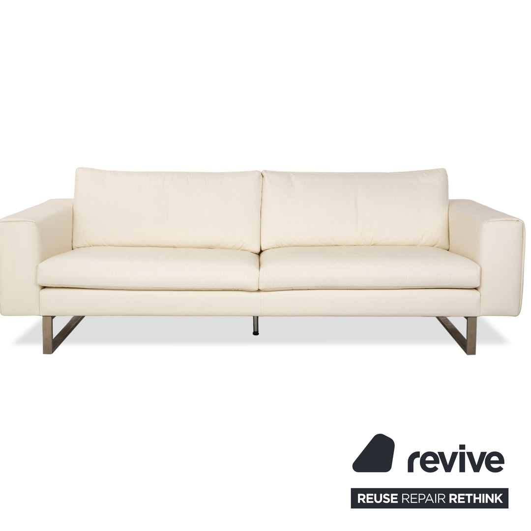 Ensemble canapé 4 places en cuir blanc crème WK Wohnen WK 620