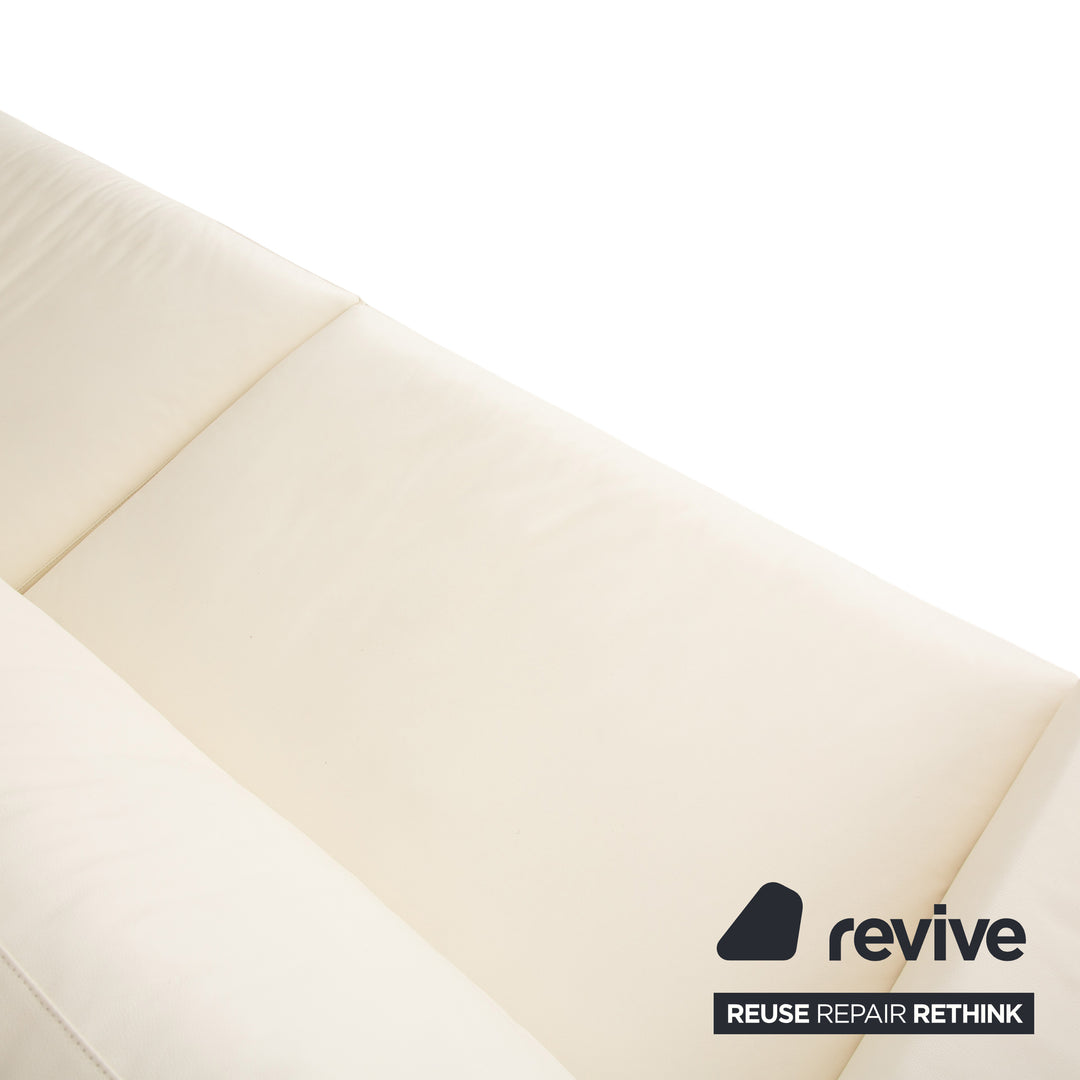 Ensemble canapé 4 places en cuir blanc crème WK Wohnen WK 620