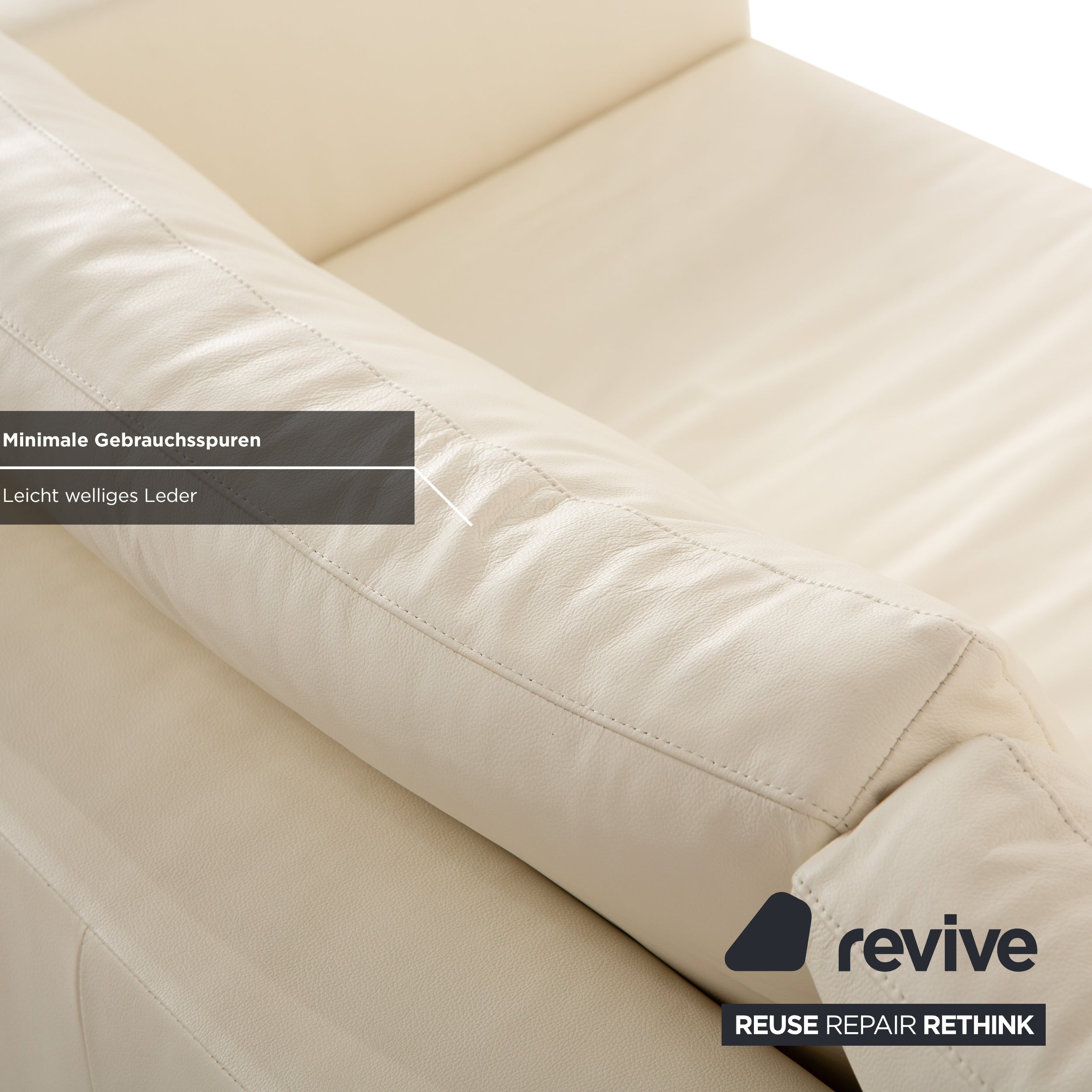 WK Wohnen WK 620 Set Leather 2x Four-seater Cream White Sofa Couch
