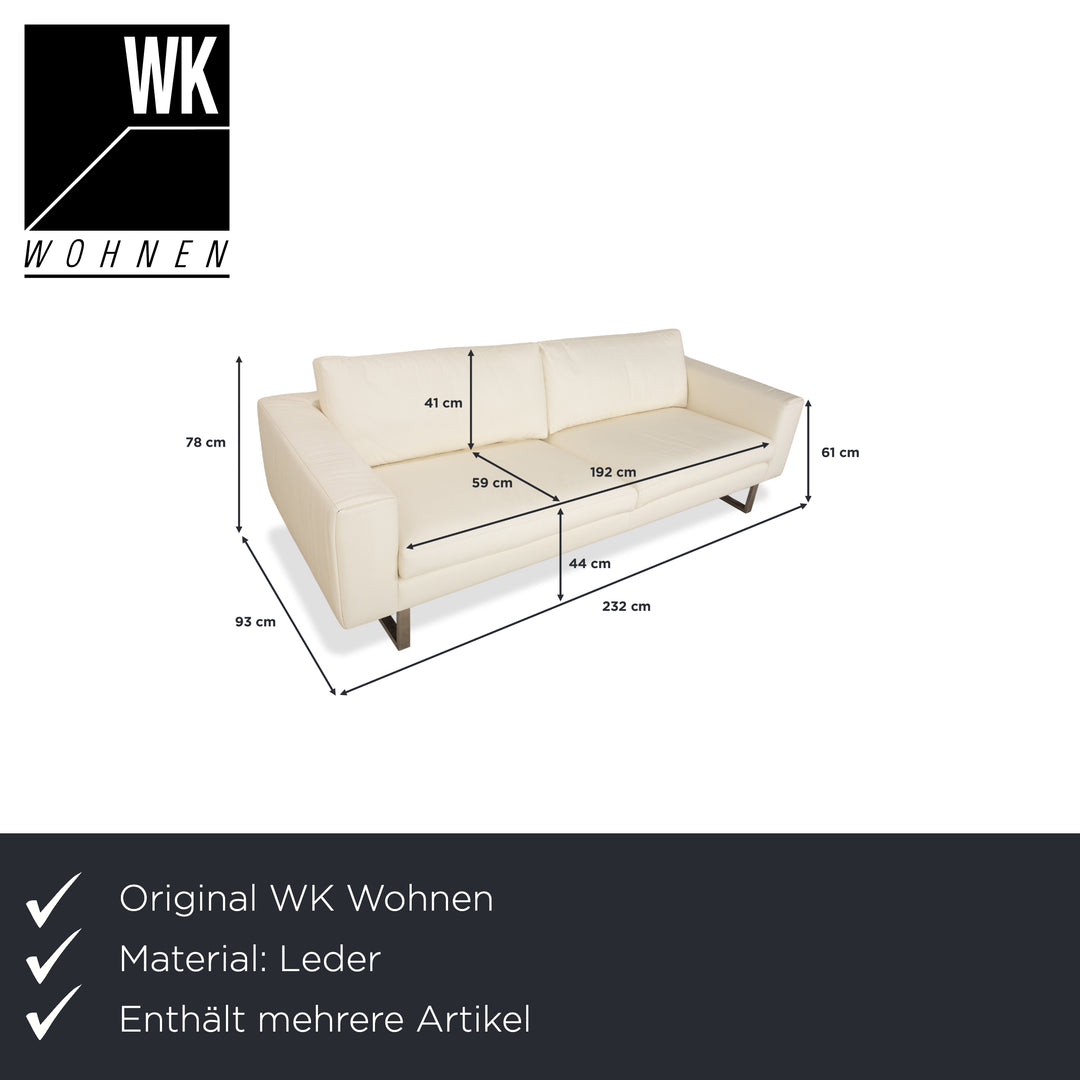 Ensemble canapé 4 places en cuir blanc crème WK Wohnen WK 620