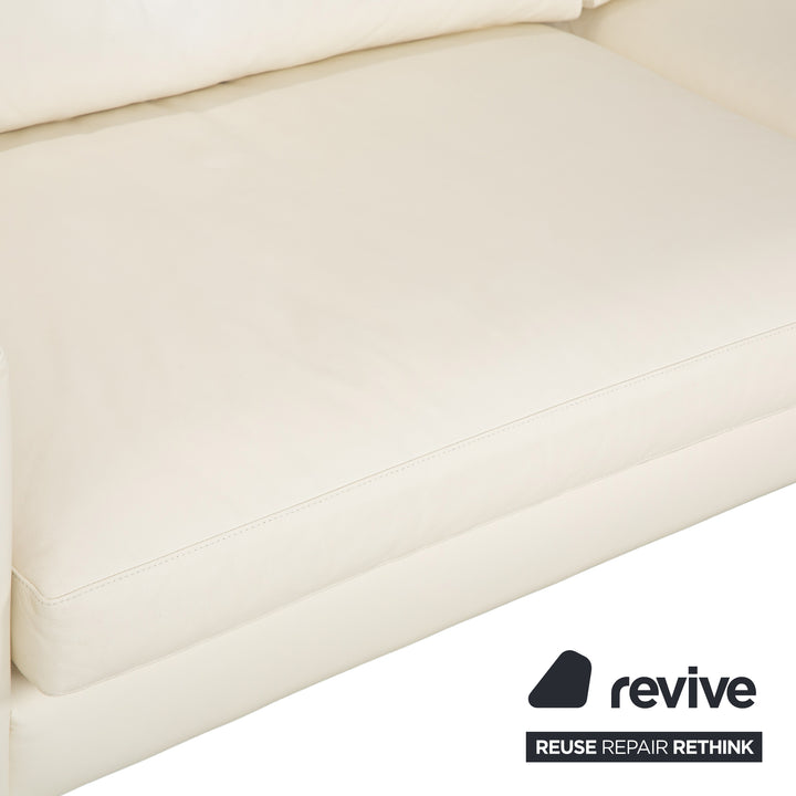 WK Wohnen WK 620 Set Leder 2x Viersitzer Creme Weiß Sofa Couch