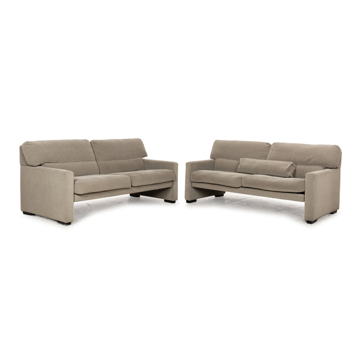 WK Wohnen WK 663 Stoff Sofa Garnitur Grau Graugrün 2x Zweisitzer Sofa Couch