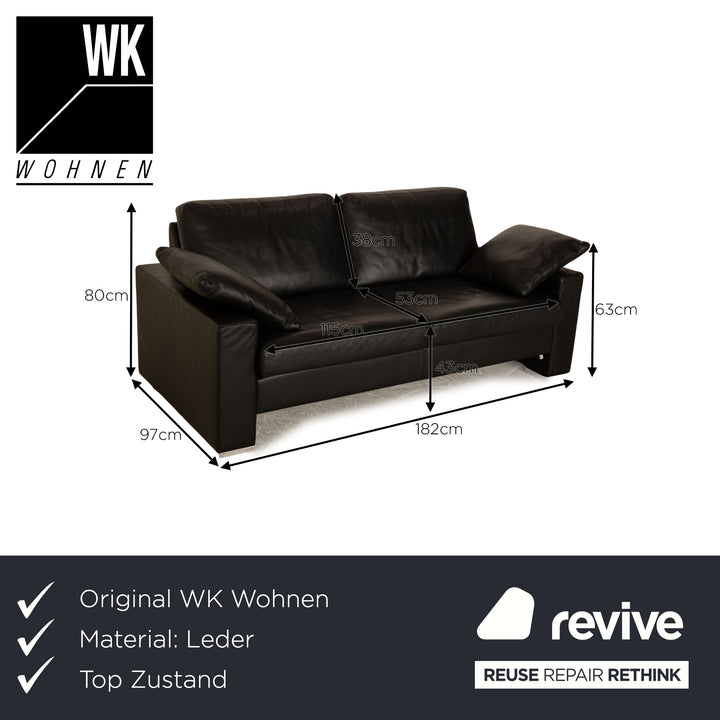 WK Wohnen WK 690 Canapé deux places en cuir noir
