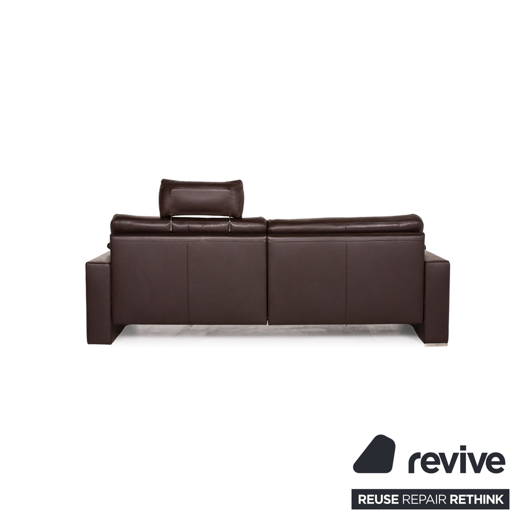 WK Wohnen Zara Leder Sofa Braun Dunkelbraun Dreisitzer manuelle Funktion Couch