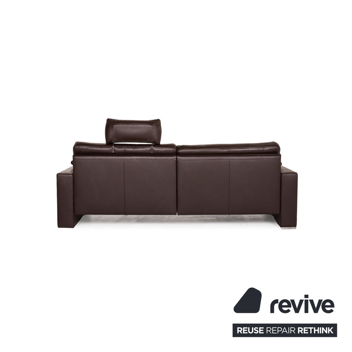 WK Wohnen Zara Leder Sofa Braun Dunkelbraun Dreisitzer manuelle Funktion Couch