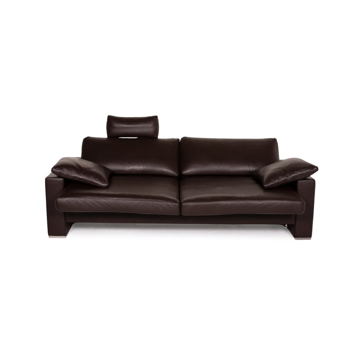 WK Wohnen Zara Leder Sofa Braun Dunkelbraun Dreisitzer manuelle Funktion Couch