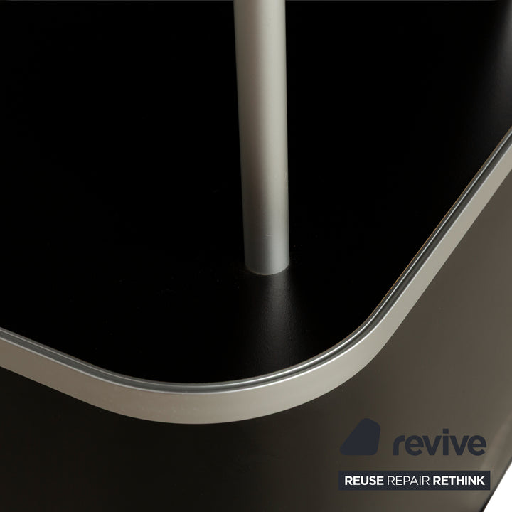 WOGG 18 Liva Glas Sideboard Schwarz Silber Metall Rolltüren