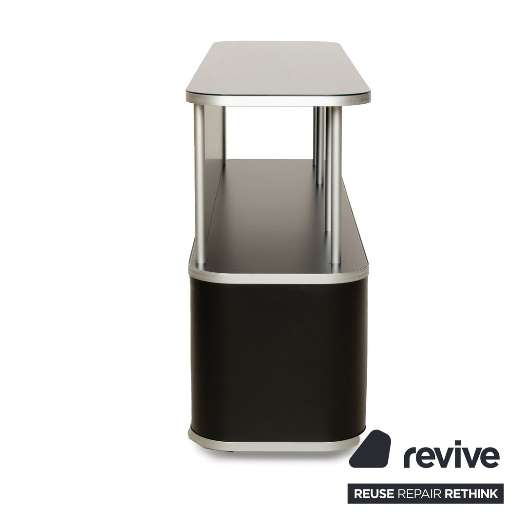 WOGG 18 Liva Glas Sideboard Schwarz Silber Metall Rolltüren