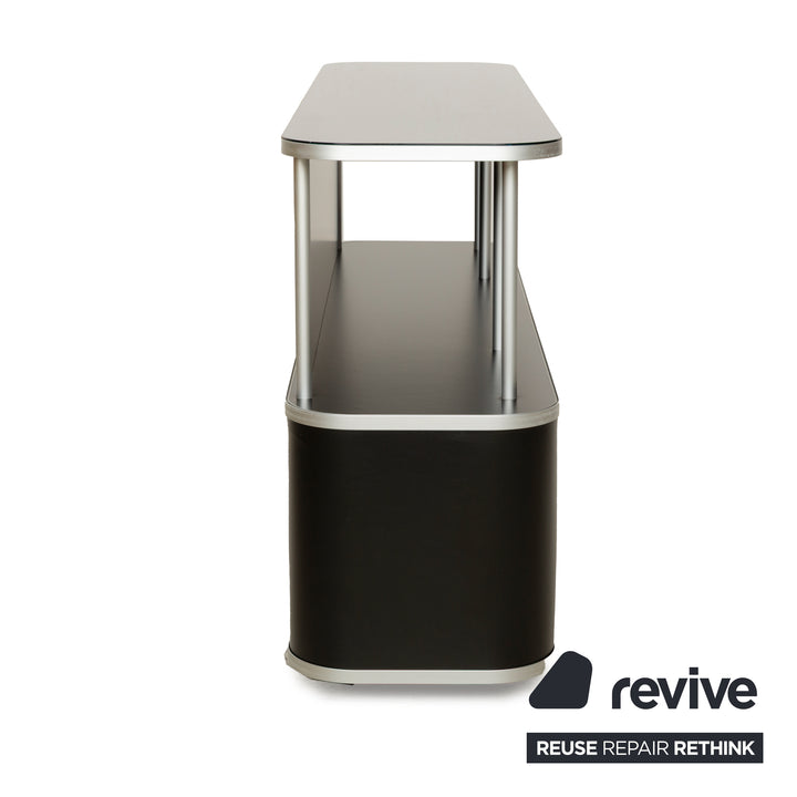 WOGG 18 Liva Glas Sideboard Schwarz Silber Metall Rolltüren