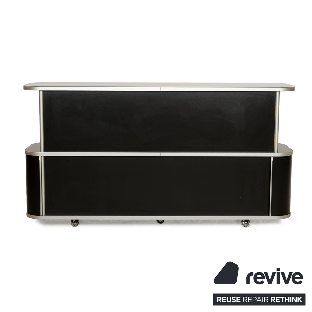 WOGG 18 Liva Glass Sideboard Black Silver Metal Roller Doors