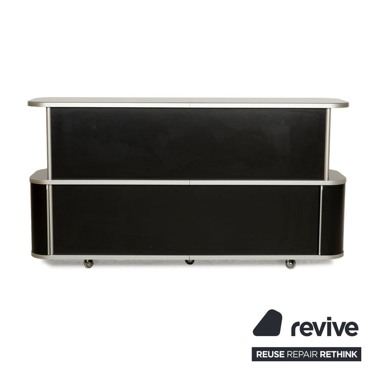 WOGG 18 Liva Glas Sideboard Schwarz Silber Metall Rolltüren