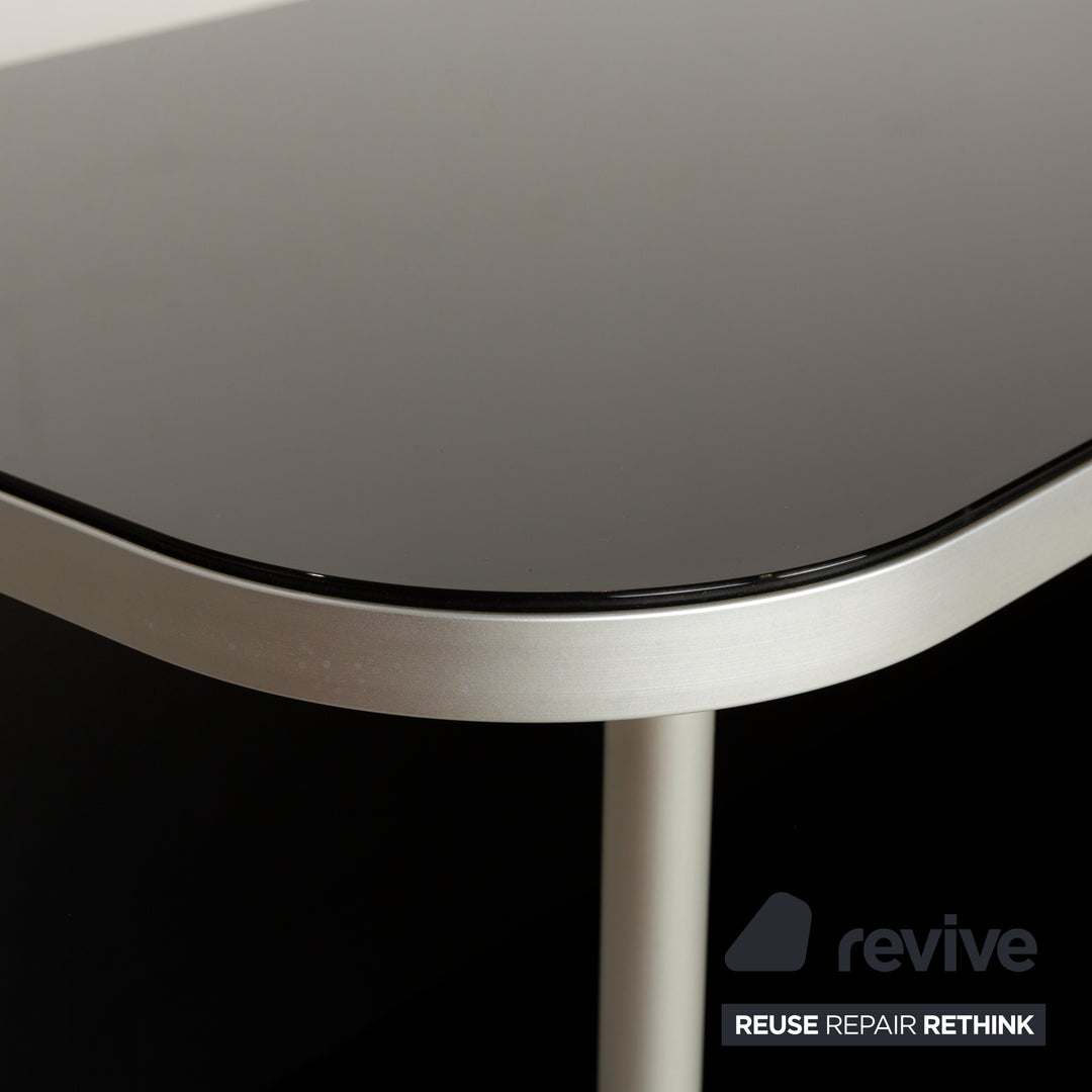 WOGG 18 Liva Glas Sideboard Schwarz Silber Metall Rolltüren