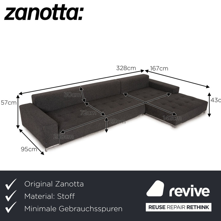 Zanotta Alfa Fabric Corner Sofa Gray Sofa Couch