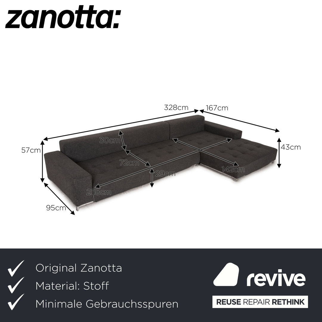 Zanotta Alfa Canapé D'angle En Tissu Gris Canapé Canapé