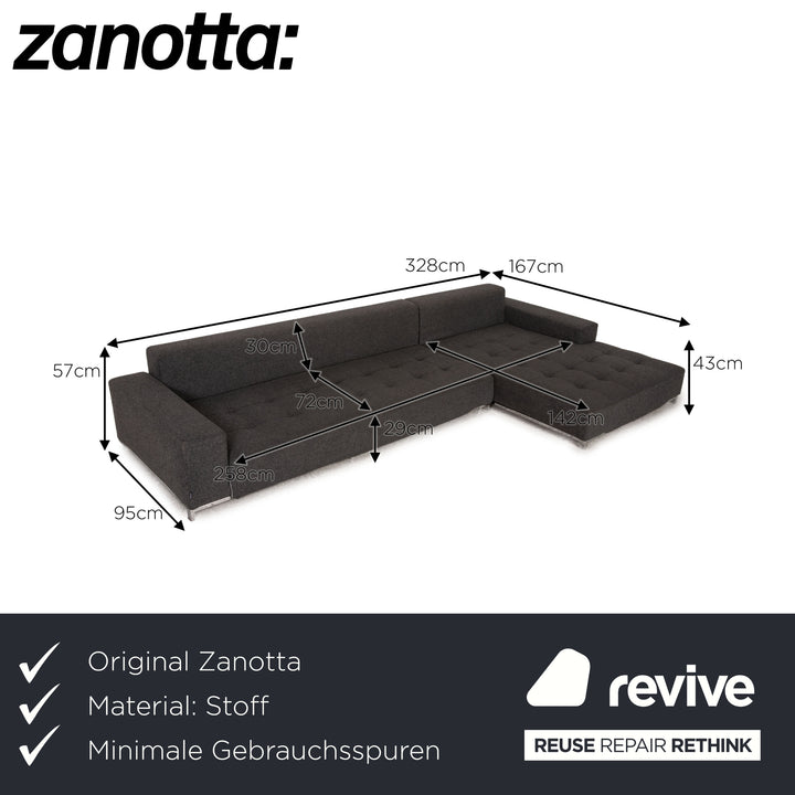 Zanotta Alfa Canapé D'angle En Tissu Gris Canapé Canapé