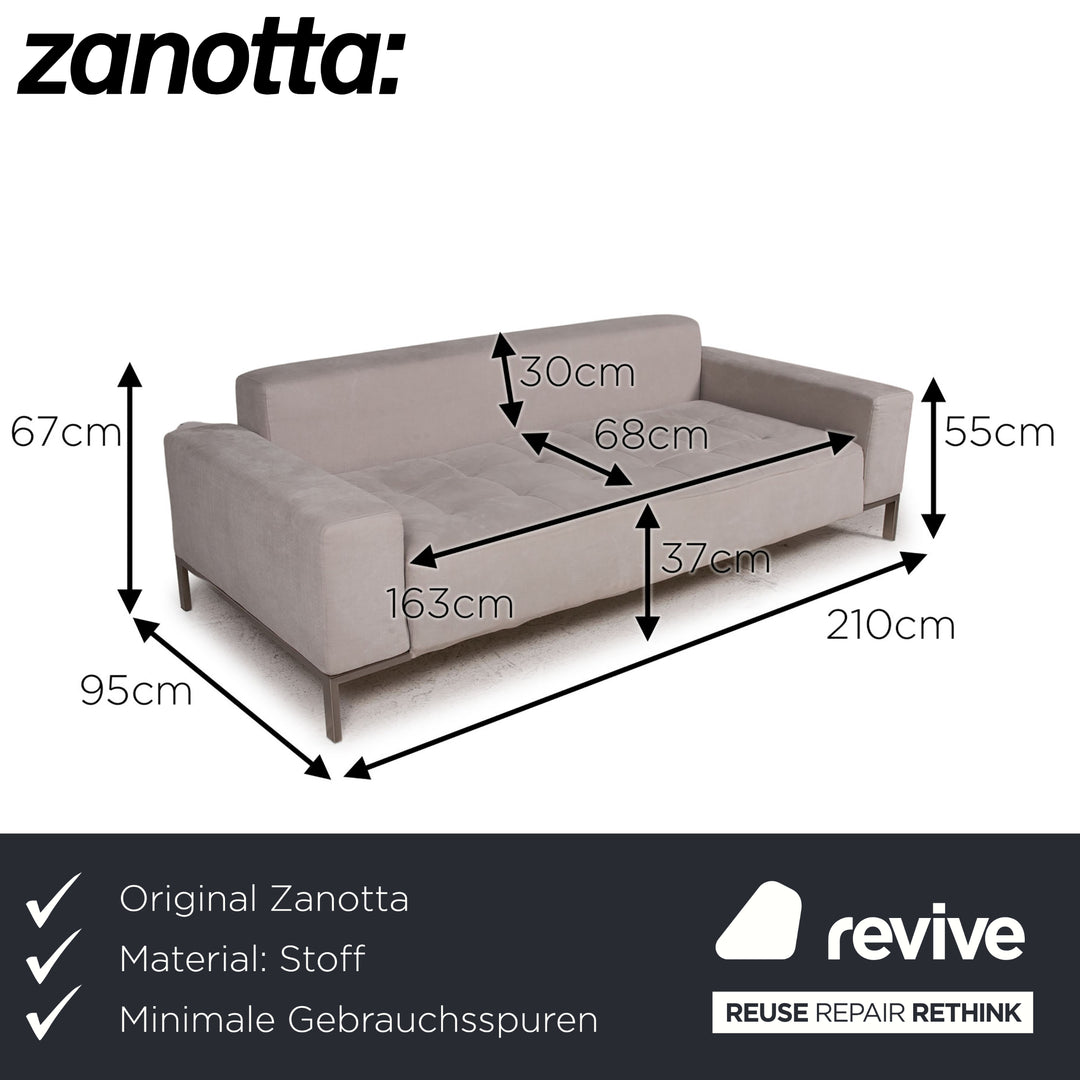 Zanotta Alfa Fabric Sofa Gray Two Seater Couch
