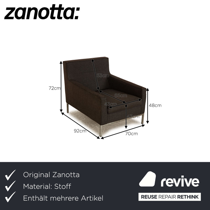 Zanotta fabric sofa set dark gray three-seater armchair