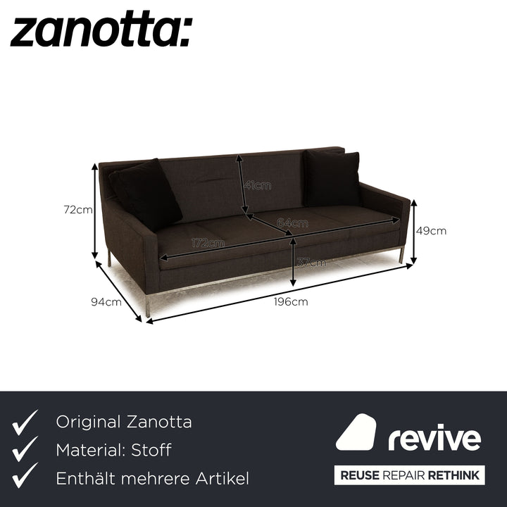 Zanotta fabric sofa set dark gray three-seater armchair