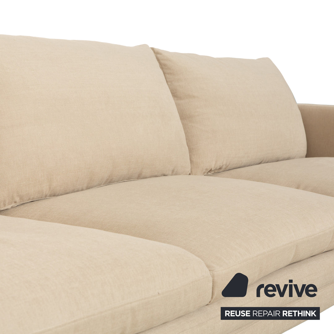 Zanotta William Stoff Dreisitzer Sofa Creme Beige Sand Couch Neubezug