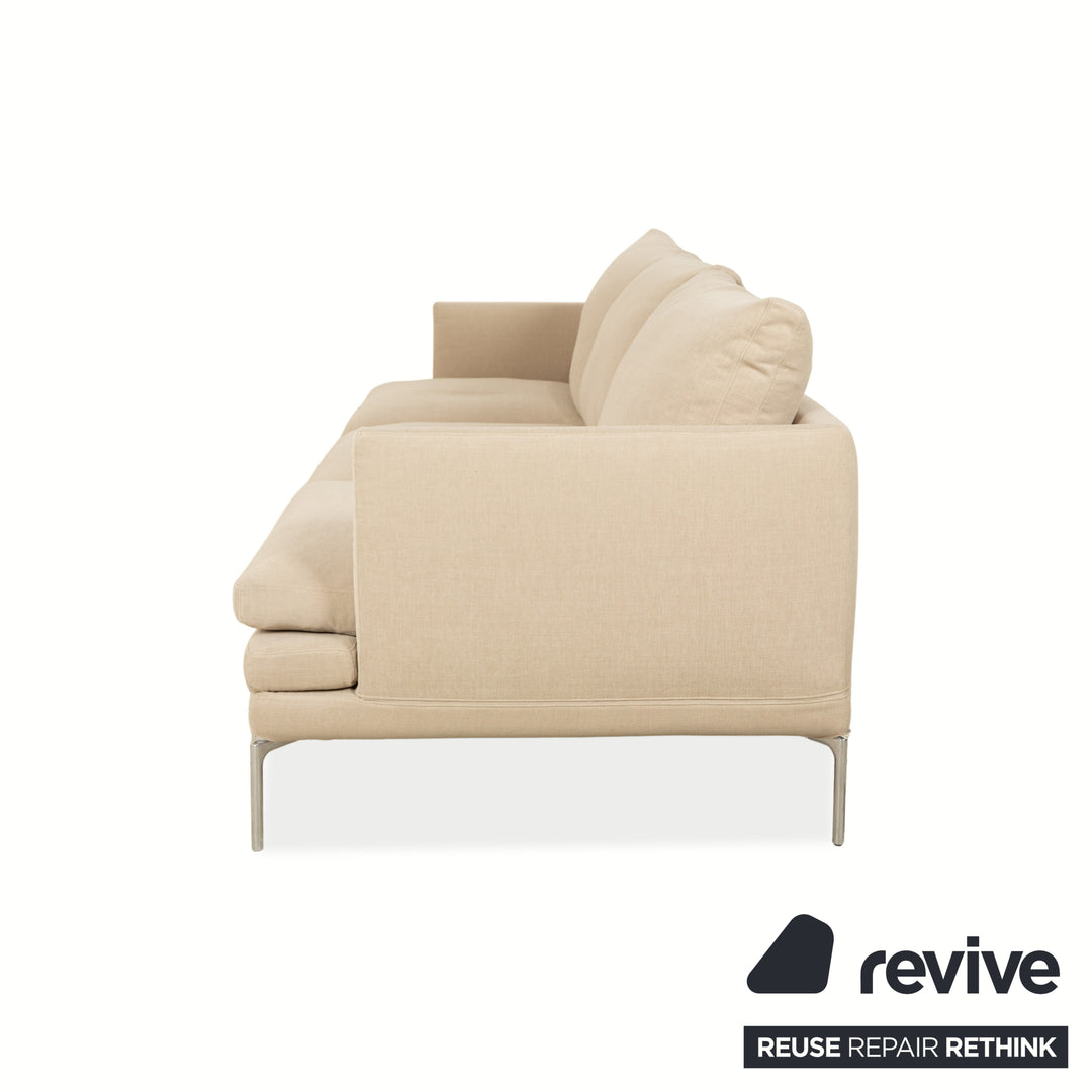 Zanotta William Stoff Dreisitzer Sofa Creme Beige Sand Couch Neubezug