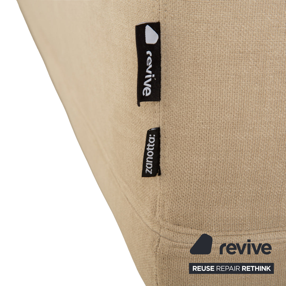 Zanotta William Stoff Dreisitzer Sofa Creme Beige Sand Couch Neubezug