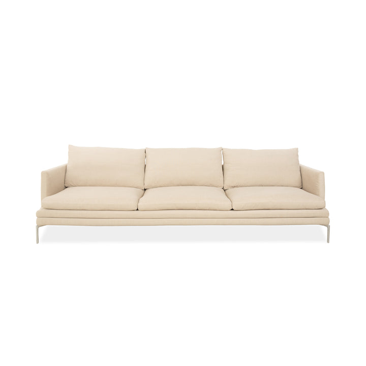 Zanotta William Stoff Dreisitzer Sofa Creme Beige Sand Couch Neubezug