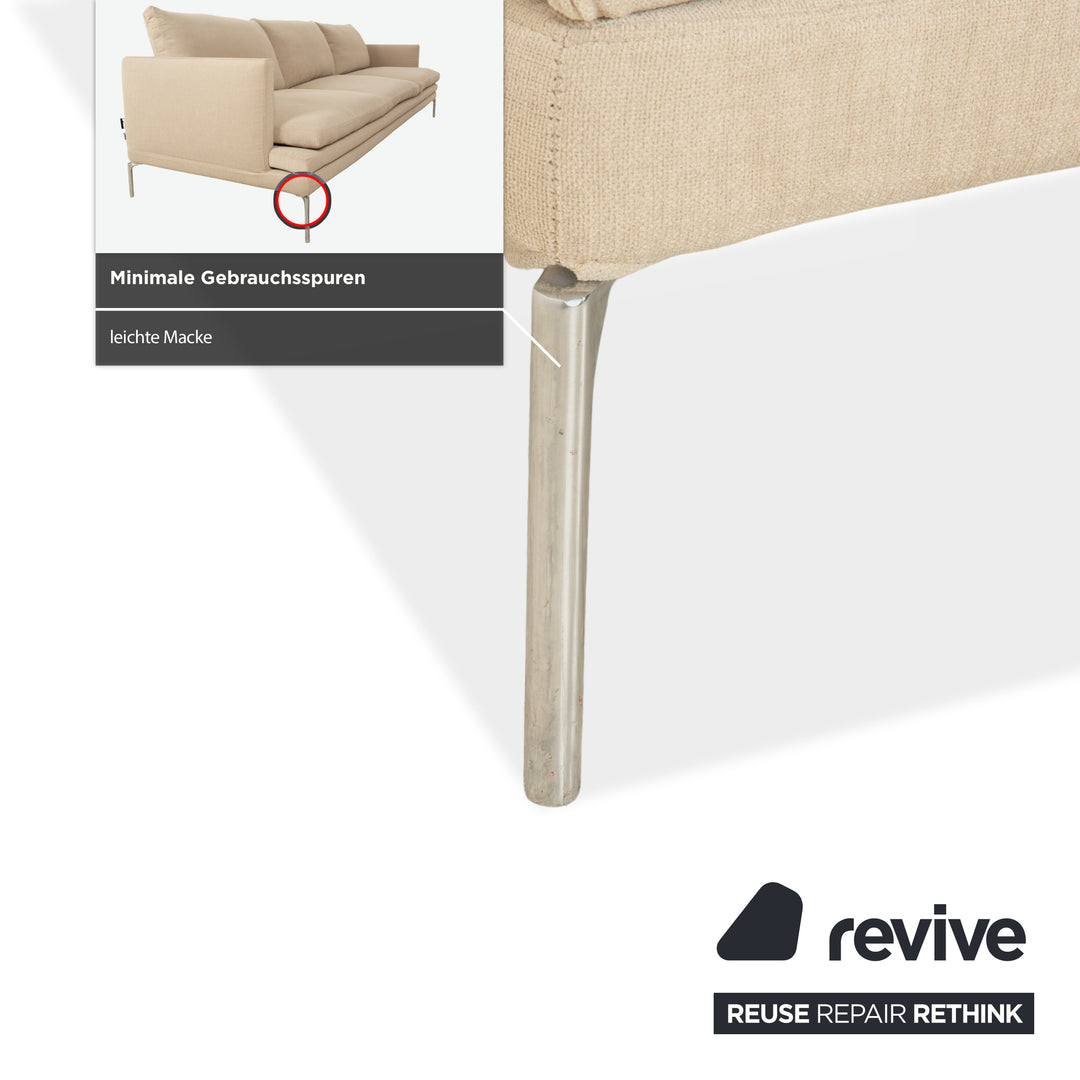 Zanotta William Stoff Dreisitzer Sofa Creme Beige Sand Couch Neubezug