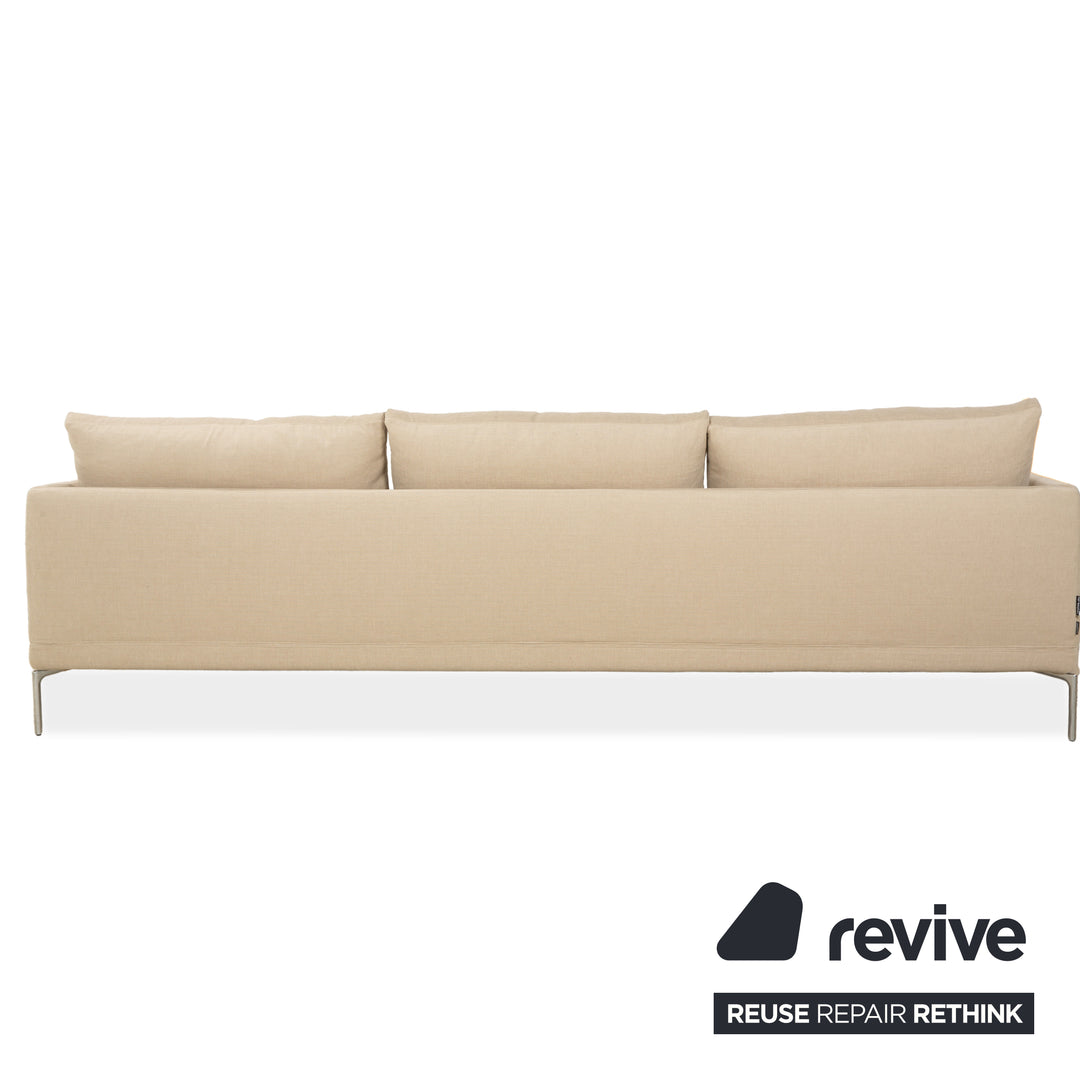 Zanotta William Stoff Dreisitzer Sofa Creme Beige Sand Couch Neubezug