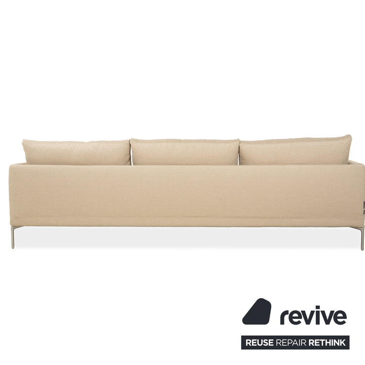 Zanotta William Stoff Dreisitzer Sofa Creme Beige Sand Couch Neubezug