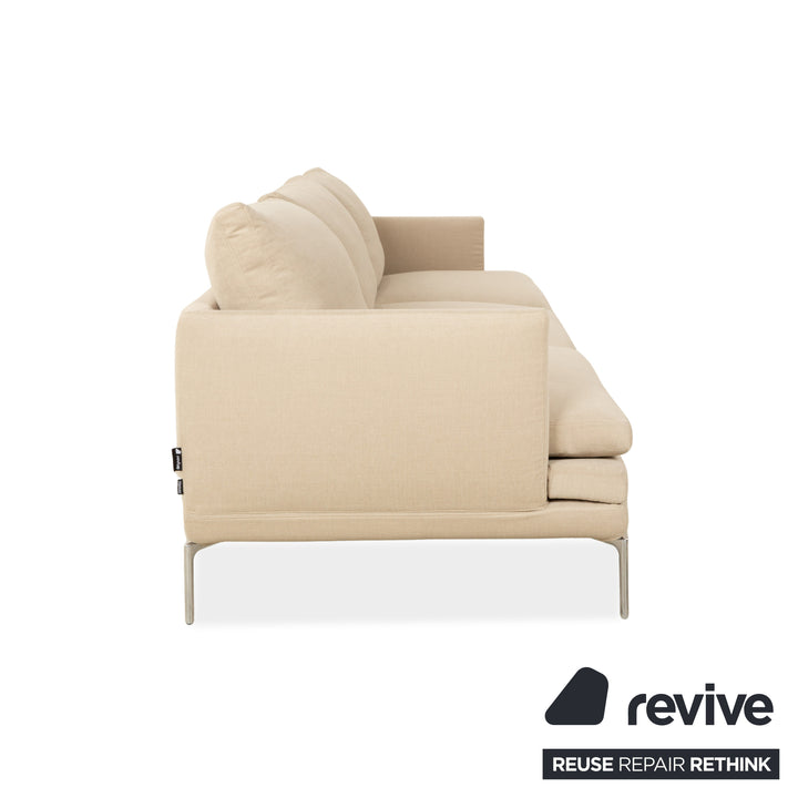 Zanotta William Stoff Dreisitzer Sofa Creme Beige Sand Couch Neubezug