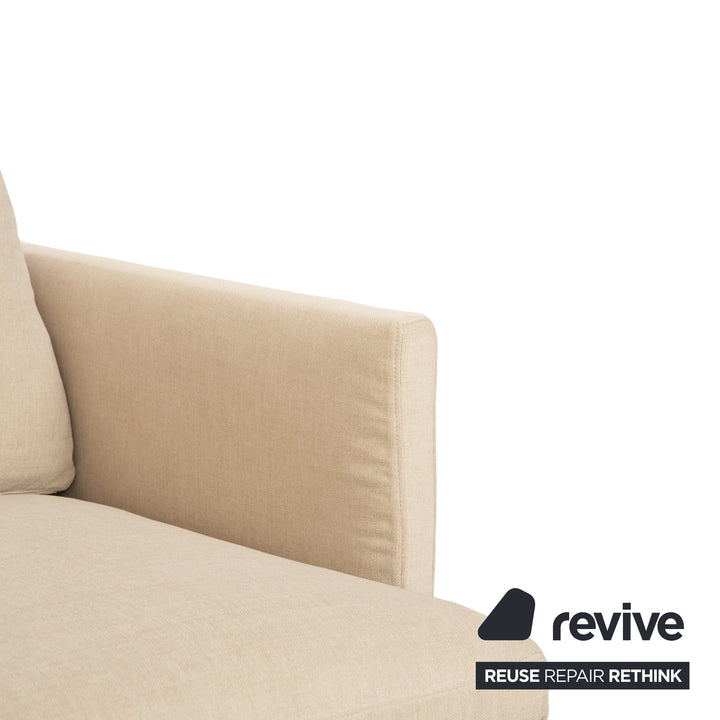 Zanotta William Stoff Dreisitzer Sofa Creme Beige Sand Couch Neubezug
