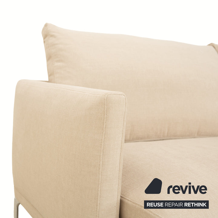 Zanotta William Stoff Dreisitzer Sofa Creme Beige Sand Couch Neubezug