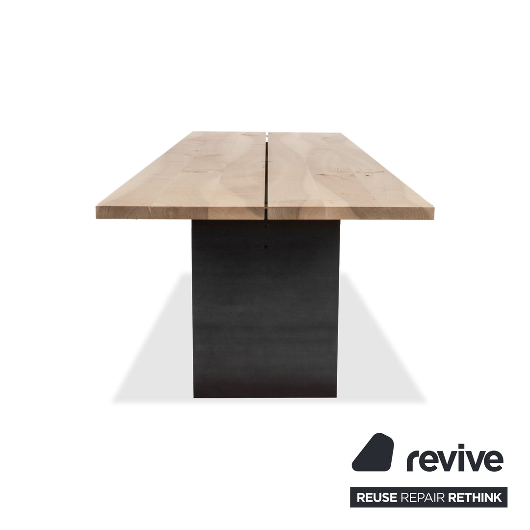 Mobimex TIX Zoom Dining Table Wood Walnut Raw Steel Base 260 x 100 cm
